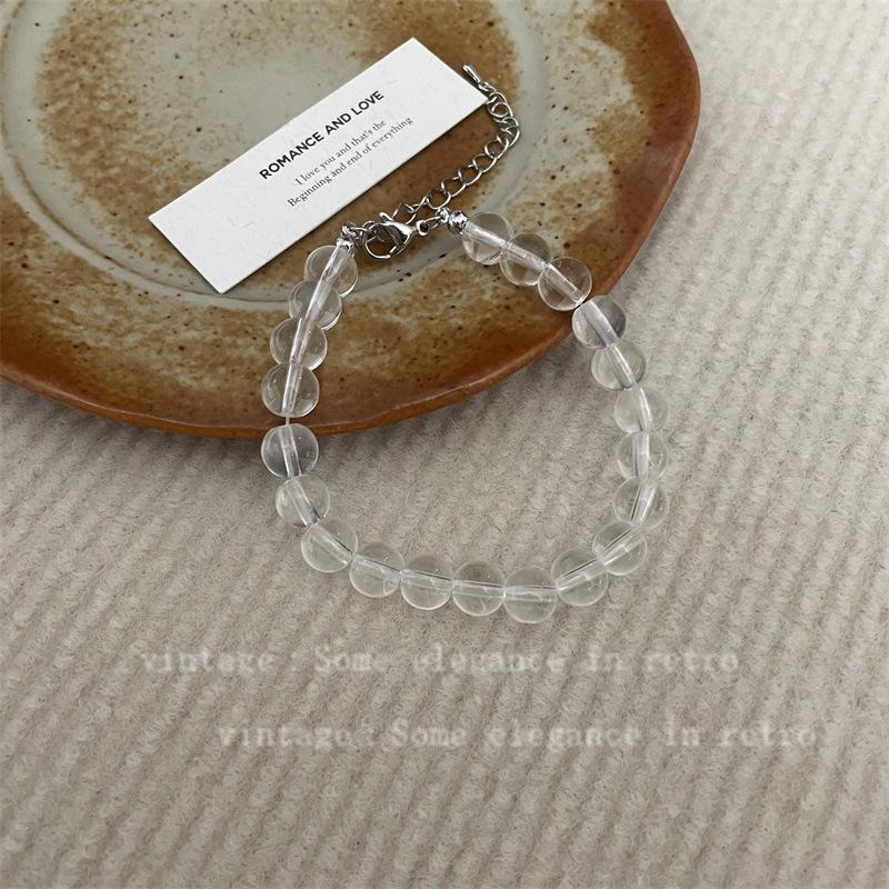 Niche Transparent White Crystal Beaded Necklace Femininity Simple In Sweet Clavicle Chain Versatile High Sense Neck Chain