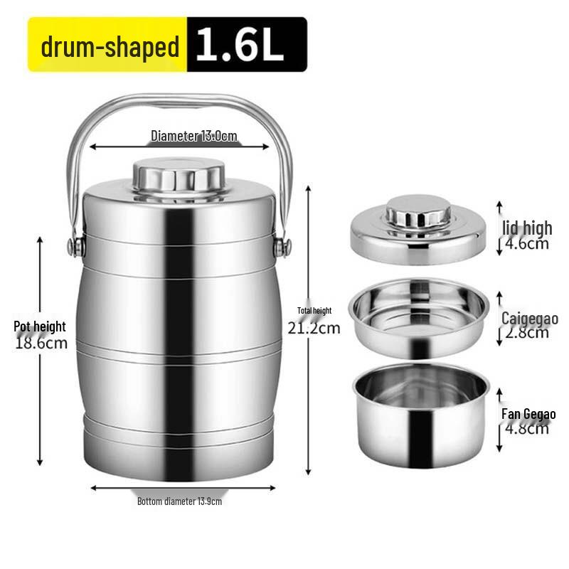 Lu Feng Lai 1.6L 3-Layer Stainless Steel Insulated Lunch Box