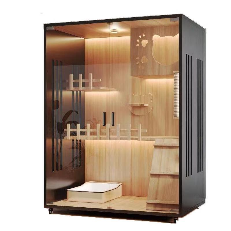 JINGRUIXIANG Wooden Indoor Cat House & Cage