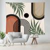 1 Piece Beautiful Black Beige Leaves Geometric Simple Sun Arch Tapestry, Polyester Fabric, Suitable for Living Room Bedroom