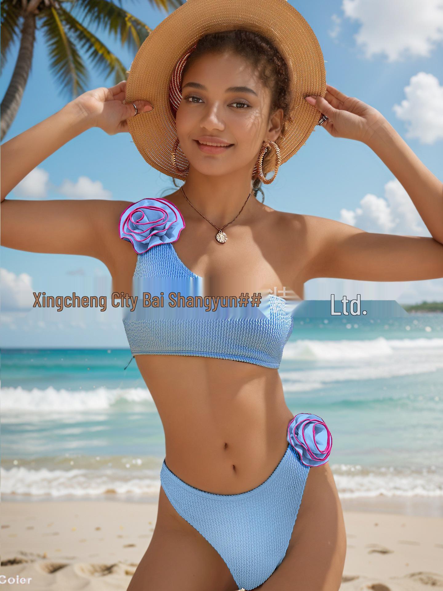 

Женский европейский и американский однотонный сексуальный купальник бикини Large светло-синий