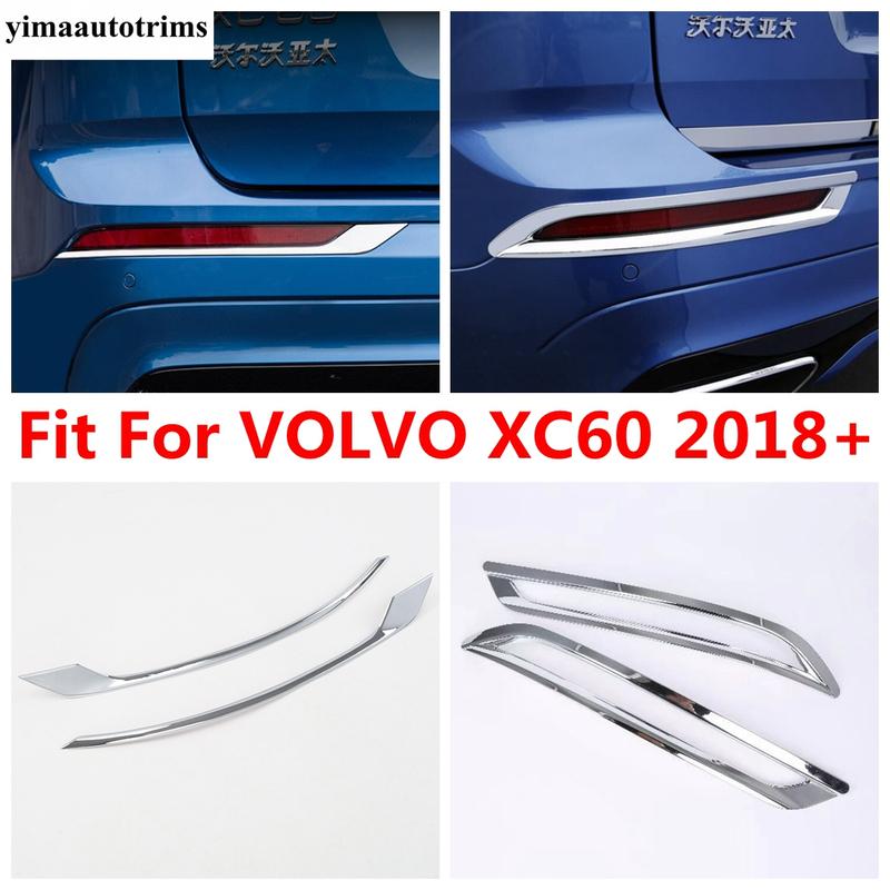 For VOLVO XC60 2018 - 2024 Car Rear Fog Lights Lamps Eyelid Eyebrow Strip Decoration Cover Trim ABS Chrome Accessories Exterior