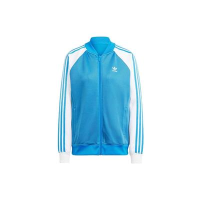 Originals Three-Leaf Grass Three-Stripe Color-Block Long Sleeve Jacket Women Jacket Blue II0718