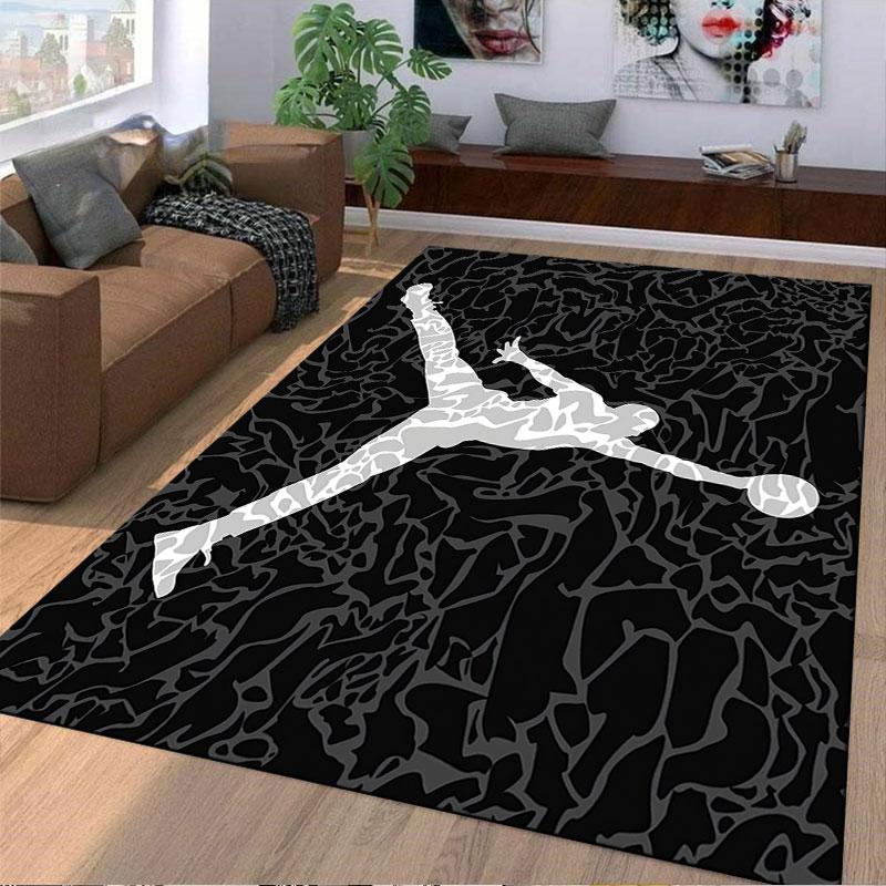 Dynamische Sportler-Silhouette Teppich geeignet als rutschfeste Matte für das Wohnzimmer oder Schlafzimmer Sofa