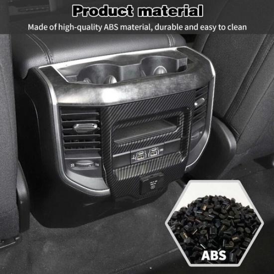 For 2019-2024 Dodge RAM 1500 Carbon Fiber Rear Control Panel Air Vent Cover Trim