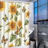 1pc bright sunflower and butterfly shower curtain - polyester fabric, machine washable, suitable for bathroom decoration