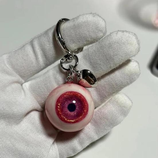 Eyeball Keychain Handmade Clay Craftsmanship Key Chain UV Resin Sealed Keyring Horror