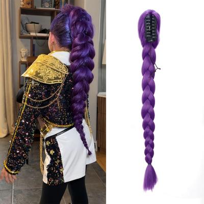 Purple Claw Clip In Ponytail Extension 24 Inch Purple Braids Pony Tails Hair Extensions Easy To Install and Rumi Synthetic Hair Cosplay