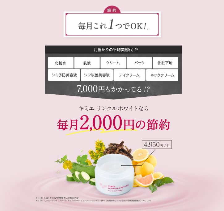Kimie Wrinkle White Medicated Cream [Quasi-drug] All-in-One (Contains Niacinamide, Quasi-drug)