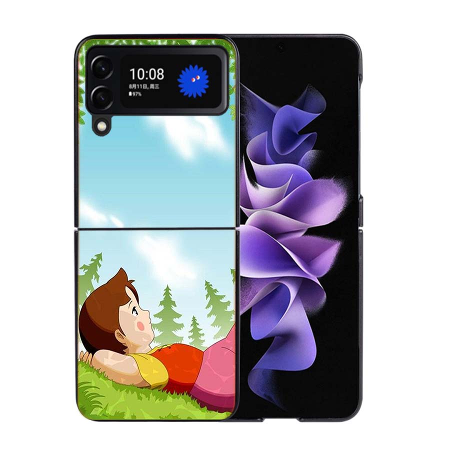 Heidi Cartoon Phone Case For Samsung Z Flip 7 6 5G Galaxy Z Flip4 Z Flip5 Z Flip3 Coque Black Hard PC Shell Protective Cover