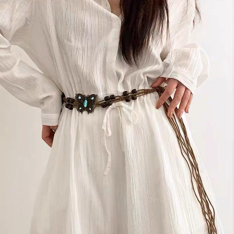 

Vintage Fashionable Knot Design Waist Chain With Copper Coin Accents For A Unique Touch Bohemian Blue Butterfly