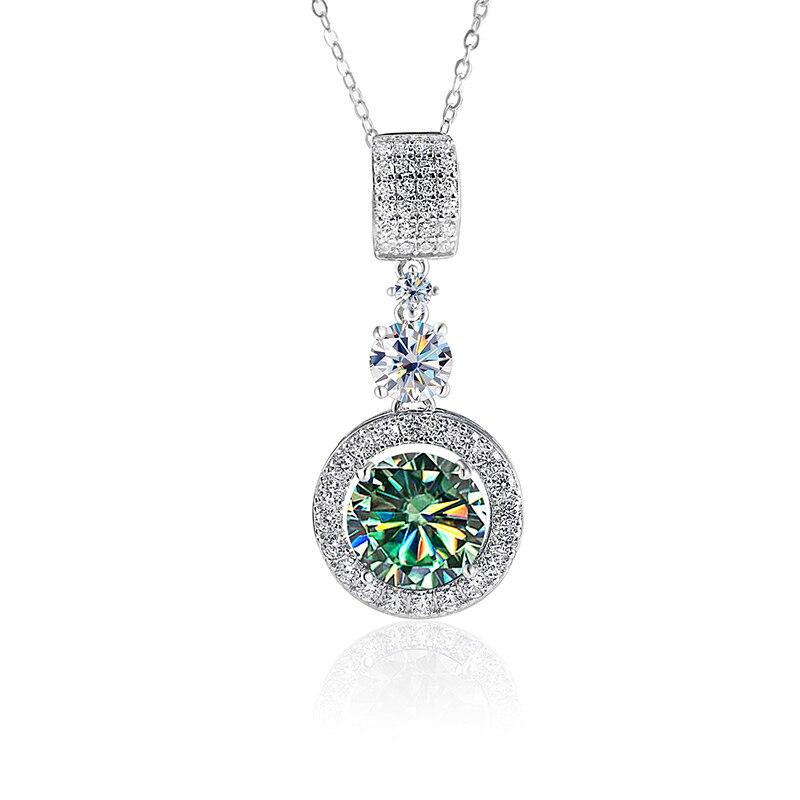 Bague Ringen 5ct Moissanite Diamond Pendant Necklace With Certificate Blue Green Pink Color Round Shape D Color Vvs Moissanite Jewerly Gift
