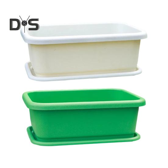 Rechteckiger Blumenkasten, Blumentopf mit Netzboden und Untersetzer, wiederverwendbarer Balkon-Pflanztopf für den Anbau von Gemüse und Blumen im Innen- und Außenbereich