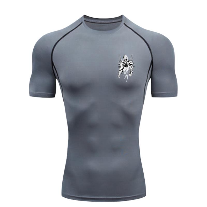Knights Armor Design  Men's Sports T-shirt Training Fitness Compression Rashgard Tops Quick Dry Short Sleeve T-Shirt