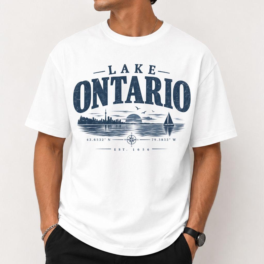 Lake Ontario Shirt, Vintage Great Lakes Tee, Ontario Canada EST 1656