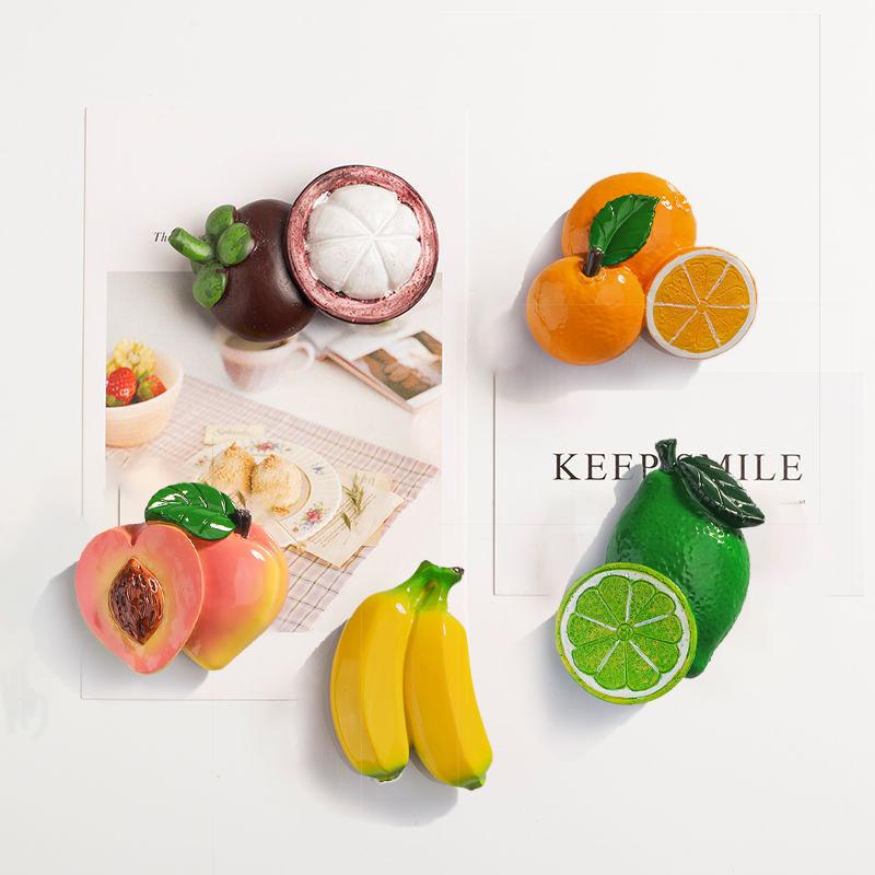 3D Fruits Refrigerator Magnets Resin Simulation Food Fridge Magnetic Photo Message Sticker Memo Board Reminder Kitchen Decor