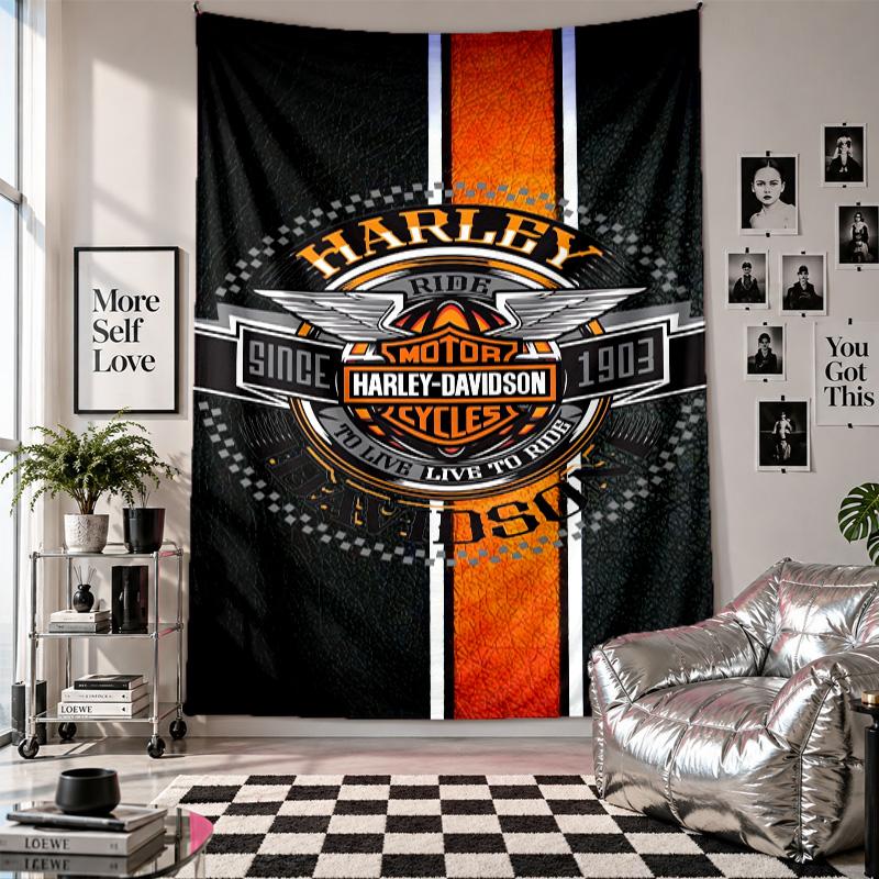 Arazzo da PareteArte Harley-DavidsonTessuto da AppendereCopertura Decorativa di Sfondo per Decorazione della Stanza