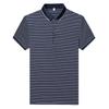 Men'S Striped Polo Shirt Short Sleeve T-Shirt Business Casual Medium Blue Lapel Half Sleeve Top