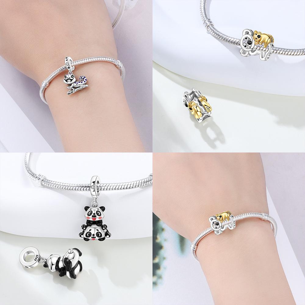 Charms Original Mutter Baby Koala Tier Panda Chamäleon Kupferperlen Passend für Armband Damen Schmuck Diy Feines Geschenk