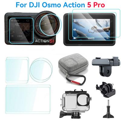 For DJI Osmo Action 5 Pro 9H Tempered Glass Film+Mini Carring Bag+Lens Protective Case for DJI Action 5 Pro Camera Accessories