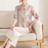 Women's Summer Style Chinese Style Set, Middle Aged and Elderly Chinese Style Shirt+Nine Fen Pants, Elegant and Stylish Two Piece Set