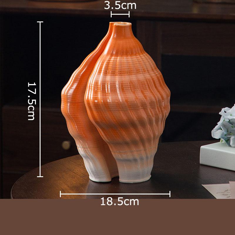 Wave Striped Ceramic Vase Creative Plant Pot Table Decoration Ornaments Flower Arrangement Floral Vases Room Aesthetic Decor