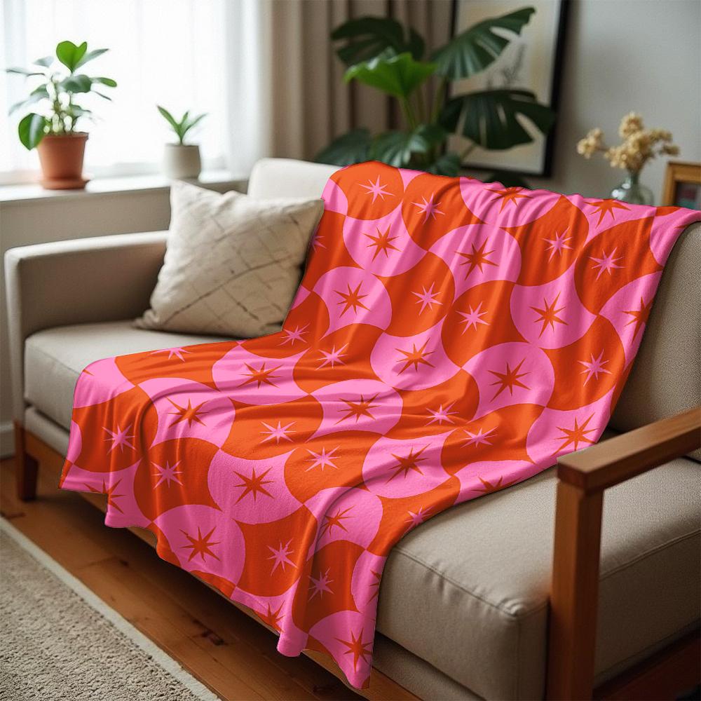 Star Circle Check Anime Cartoon Flannel Blanket Soft Warm Throw for Bedroom Sofa Car Kids Holiday Gift