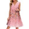 Women's Casual Fashion Breathable V-neck Vest With Pockets Floral Holiday Dress