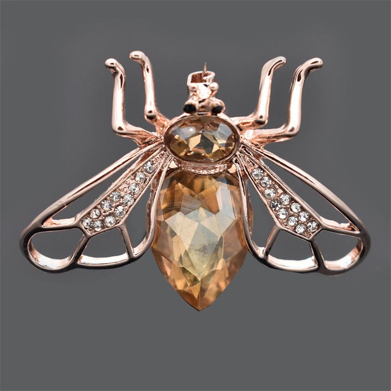 Creative Crystal Stone Rhinestone Pin Brooch Stylish Fashionable Wild Cute Style Bee Animal Suit Silk Scarf Pin Button CorsageFashion Jewelry