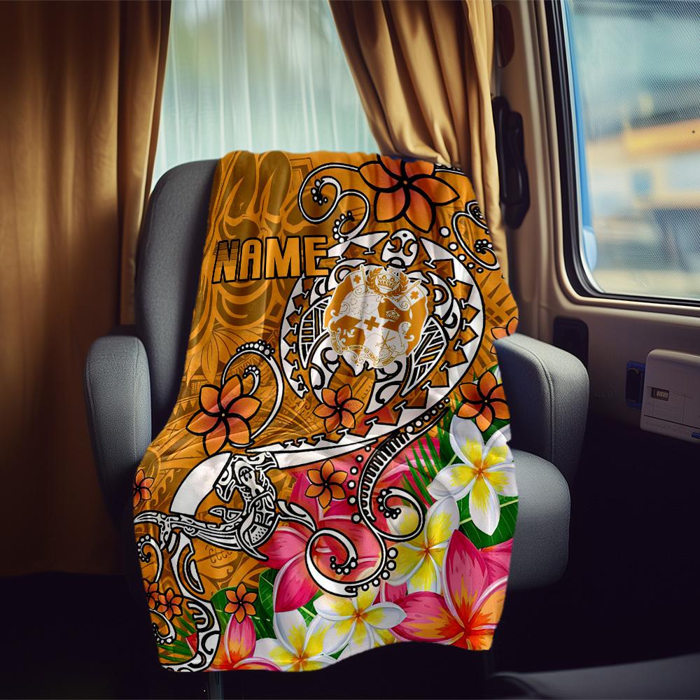 Floral Plumeria Customize Your Name Rv Blanket Comfortable Soft Lightweight Multi Seasonal Blanket For Travel Camping Picnics Sofas Rvs Bedding Living