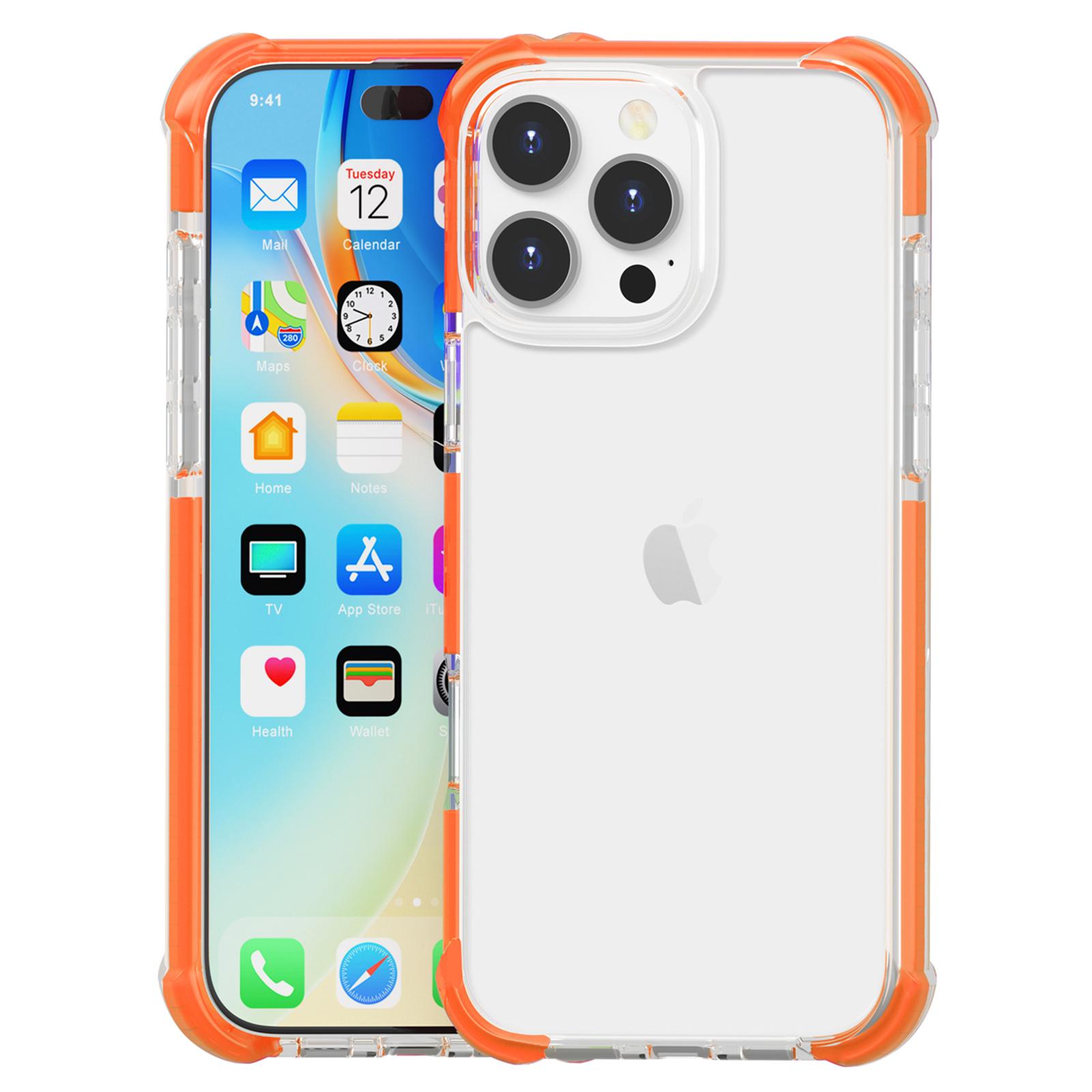 

For iPhone 16 Pro TPU+TPE+PC Phone Cover Clear Mobile Phone Case Transparent Orange