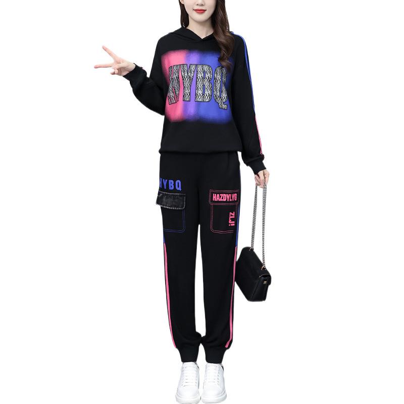 Plus Size Women's Autumn Fashion Suit Women Korean Version of The Loose Sweater Denim Two-piece Suit Women