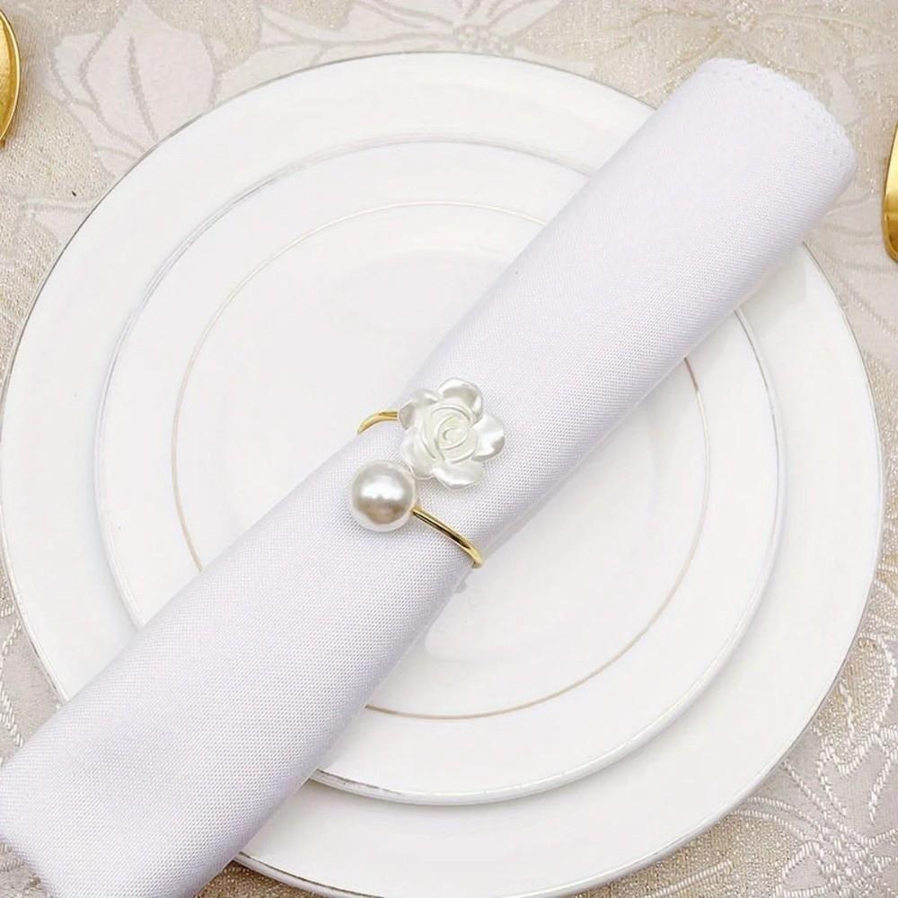 6PCS Elegant Rose Napkin Buckles Exquisite Serviette Buckles Decorative Napkin Holder  Holiday