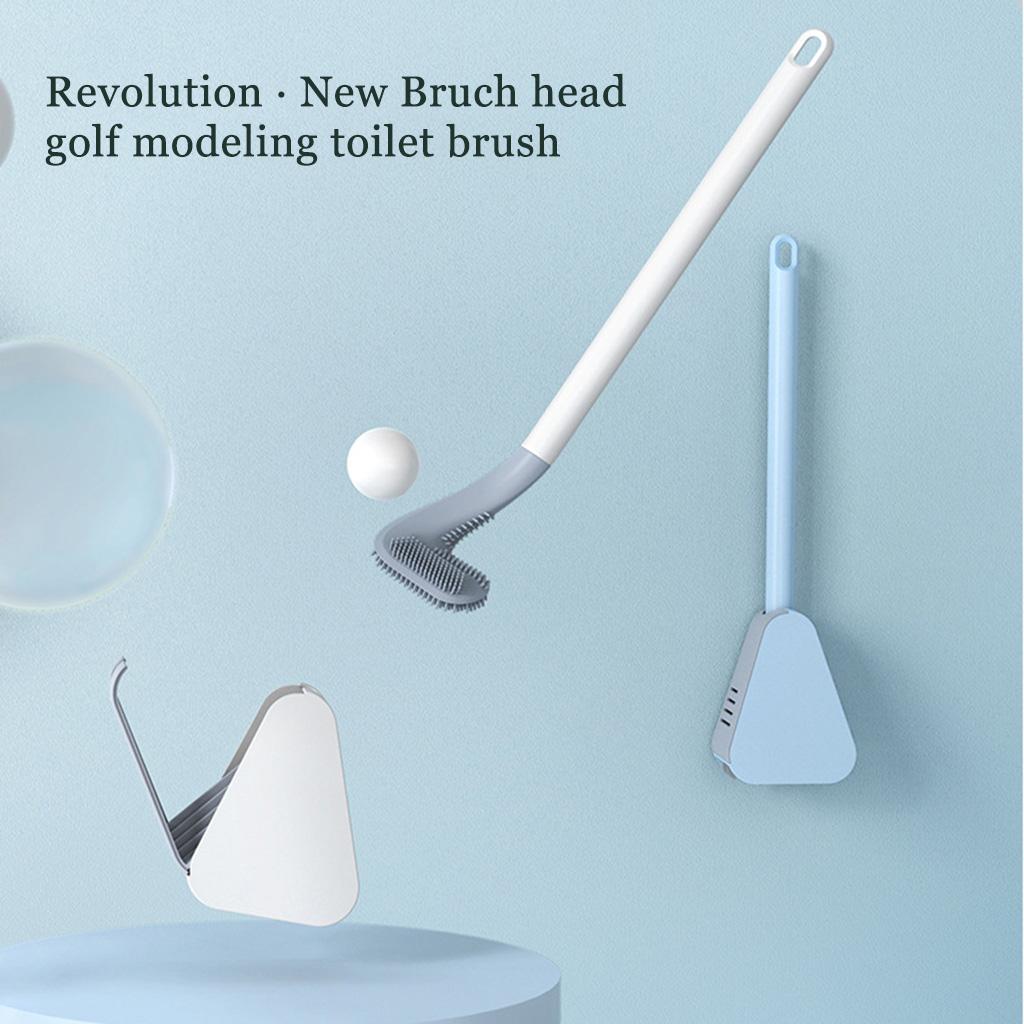 Home Golf Toilet Brush and Holder Wall Mounted Cleaning Brush Bendable Brush for Head for Cleaning Bathroom Floor Tub Ti
