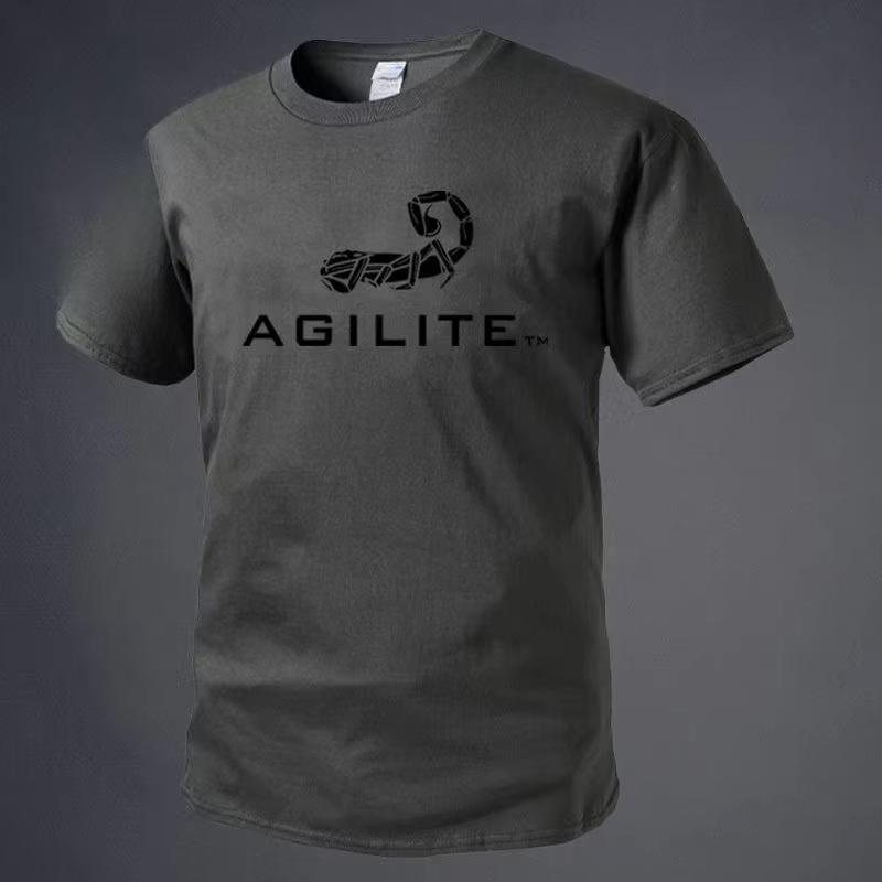 

AGILITE Футболка Мужская Футболка с круглым вырезом из чистого хлопка Футболка с коротким рукавом Одежда больших размеров Одежда для фитнеса Мужская одежда 4XL