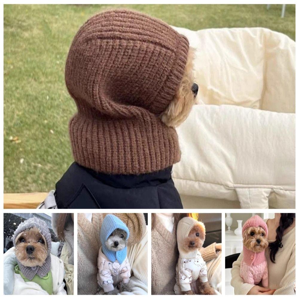 Soft Pet Hooded Scarf Warm Cat Bear Hat Pet Accessories Dog Decorative Hat  Pet Party