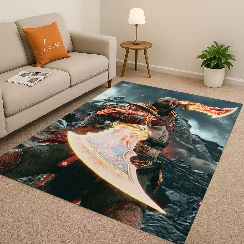 Hra God of War Kratos Kreslený Hráč Obývací pokoj Protiskluzový koberec Měkký koberec do ložnice Herní místnosti Pohovky, Snadno čistitelný Domácí rohožka