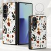 Retro Leaves Flowers Case For Samsung Z Fold 8 Ultra 7 6 5 Luxury Leather Skin Hard Folding Phone Cover For Galaxy Z Fold8 Fold7 Fold6