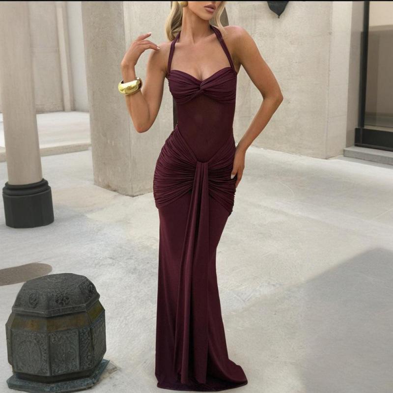 Women's 2025 Backless Bodycon Ruched Dress