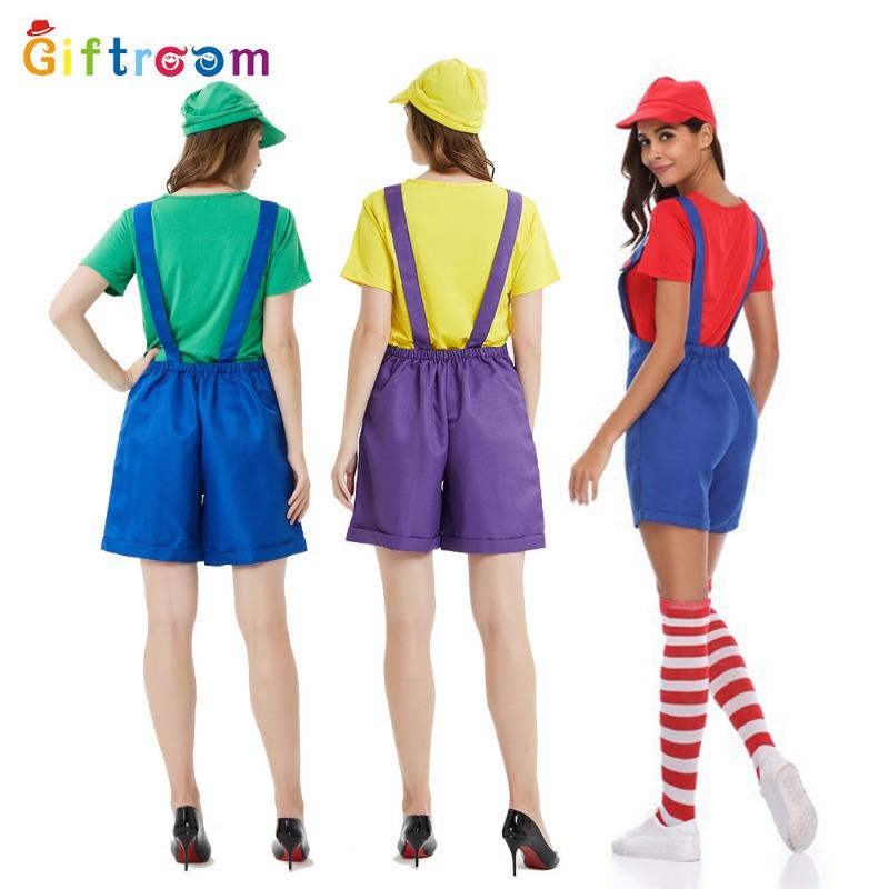 Halloween Party Adult Costume Mario Cosplay Cartoon Game Uniform Louis Suit