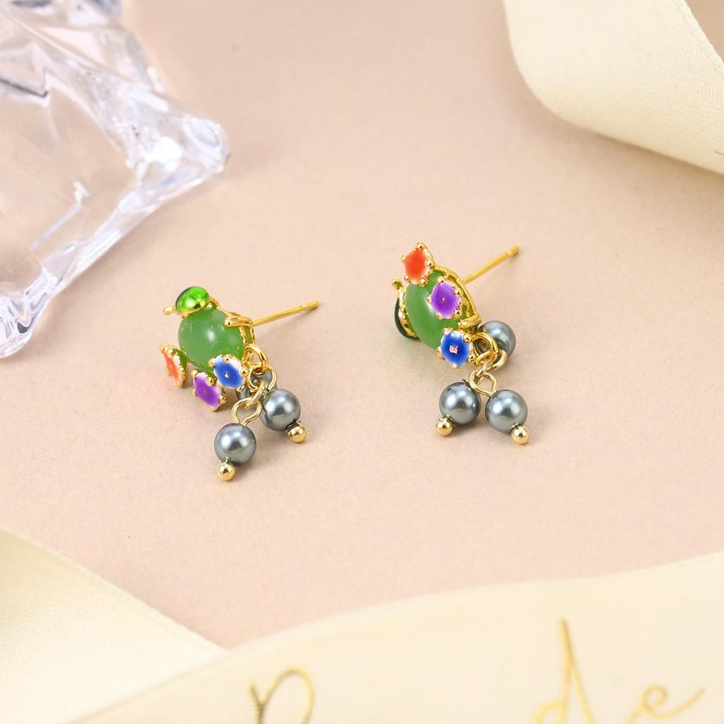 Personalized French Mori Enamel Dripping Oil Niche Bow Earrings Summer Jewelry Three-dimensional Color Stud Earrings