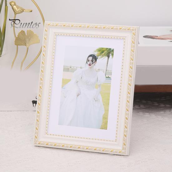 Vintage Photo Frame European Style Photo Frame with Back Hook Shatterproof Tabletop Picture Frame for Home Office Decor
