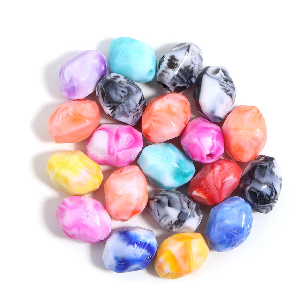 20-30pcs Colored Ink Painting Spacer Beads Heart Oval Irregular Shape Resin Beads For DIY Handmade Bracelet Keychain accessories