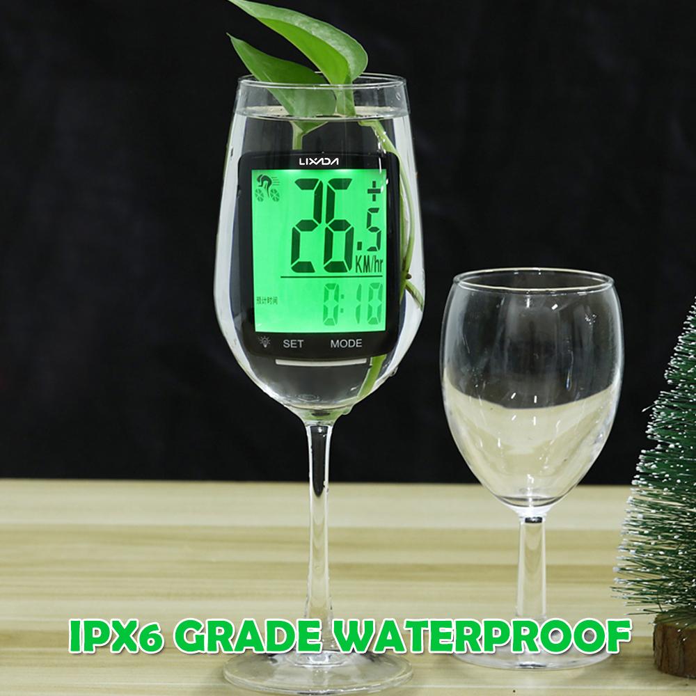 LIXADA Drahtloser Fahrradcomputer Multifunktionaler LCD-Bildschirm Fahrradcomputer Mountainbike Tachometer Kilometerzähler IPX6