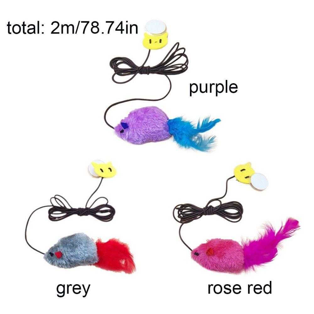 Plush/Feather Hanging Mouse Cat Toy Sounding with Sticky Hook Cat Scratch Rope Mouse Interactive Mouse Toy