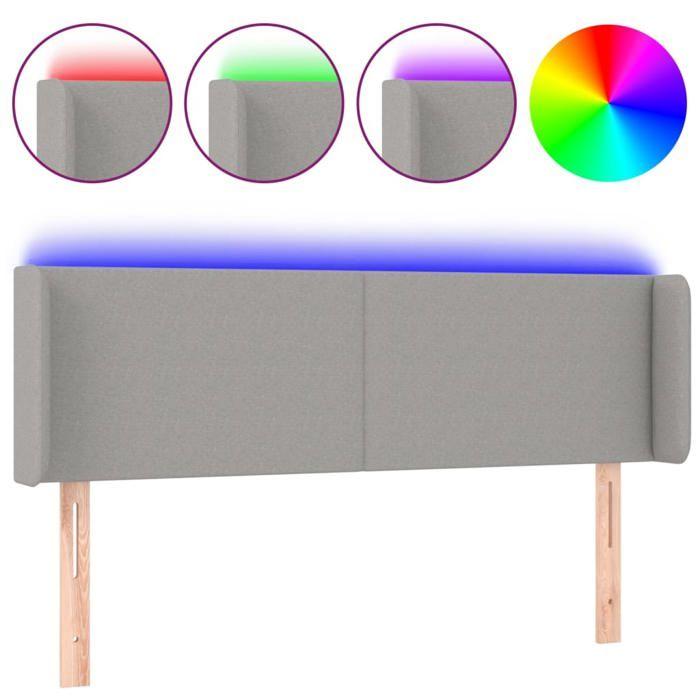 VidaXL Tête de Lit à LED Meuble de Chambre à Coucher Accessoire de Lit Double Tête de Cadre de Lit Intérieur Gris Clair 3122954