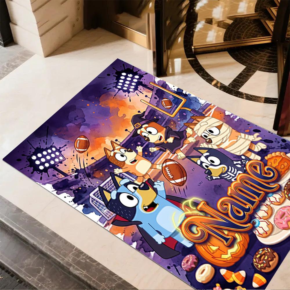 Bluey Sports Adventure Personalized Text Floor Mat Perfect for Decorate room Study room Balcony Playrooms Antislip Carpet Decorate Offices