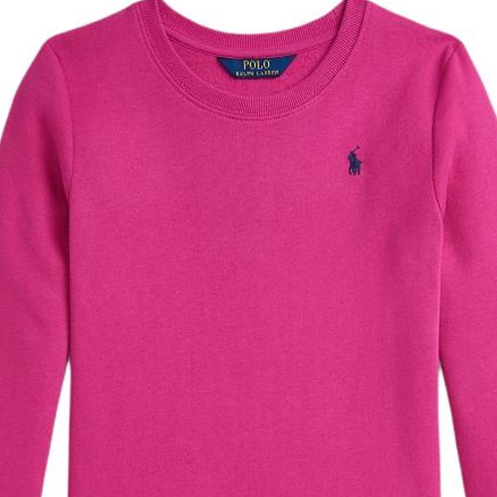 Polo Ralph Lauren Dress FW24 Lgoo Embroidered Patchwork Floral Round Neck Midi Long Sleeve Kids dresses Academy-Pink CWPODRSG3D20913-650