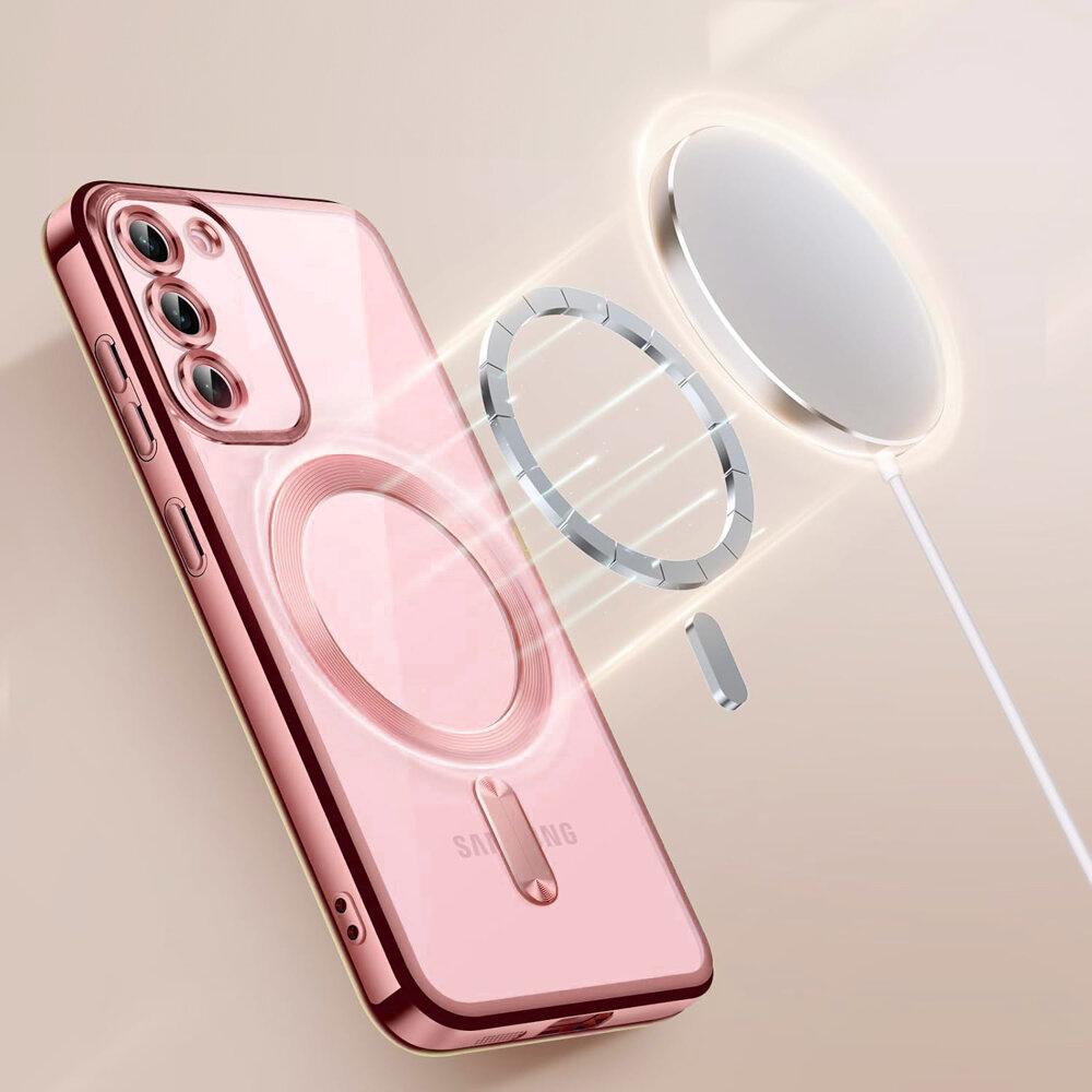 Case for Samsung Galaxy S23 Plus, Electro MagSafe, Pink Rose Gold + Glass Screen Protector
