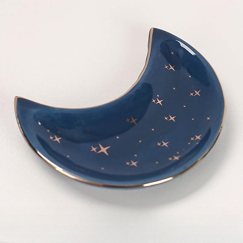 Ceramic Moon Rainbow Ring Dish Trinket Tray Jewelry Holder for Mother Day Gift from DIY Pottery Crafts Home Decor